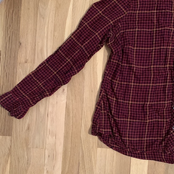 maurices Plaid Button Down Long Sleeve Collared Blouse Red and Black Women’s 0 - Picture 7 of 13